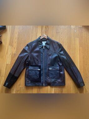 Coach Leather Patchwork Moto Jacket with Silver Hardware